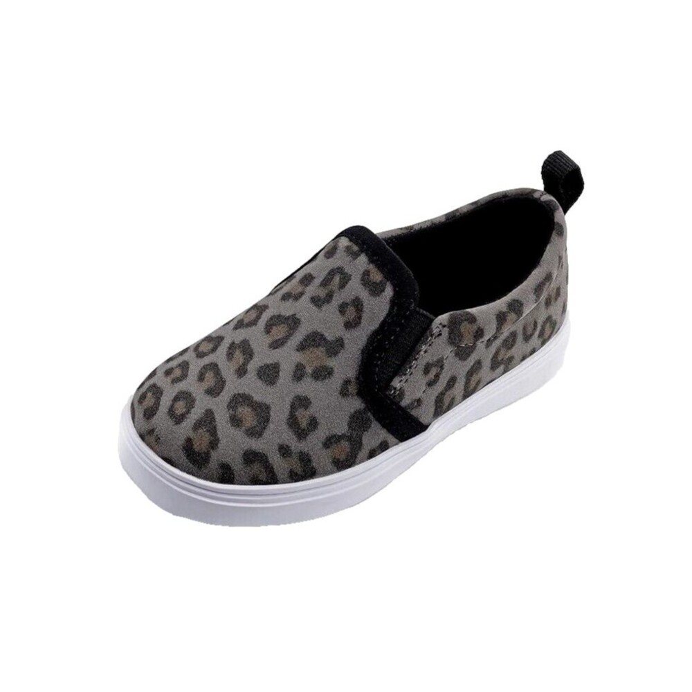Canvas Sneakers Toddler Girl Size 6 Slip On Grey Black Animal Print
